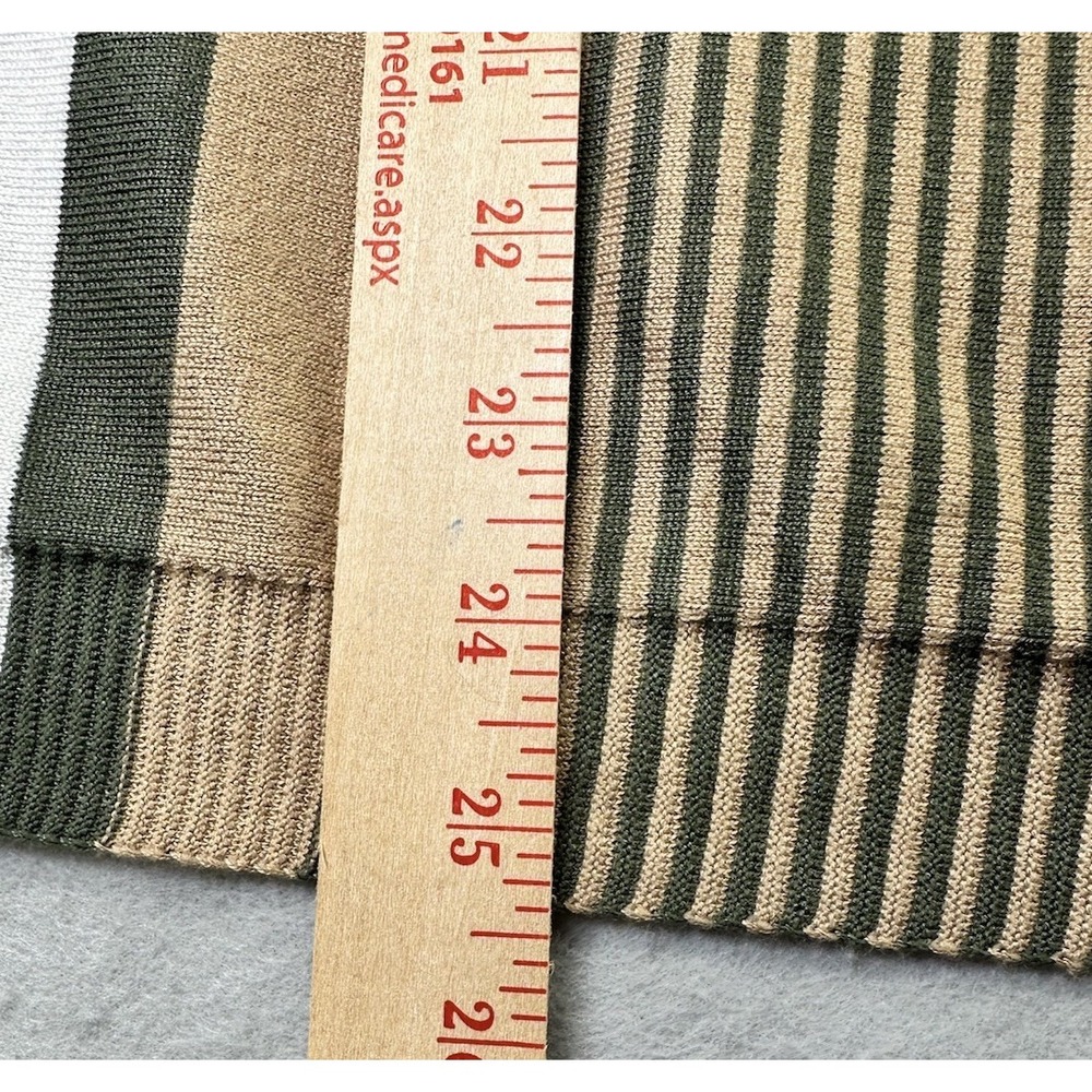Adrienne Vittadini Green Knit Round Neck Long Sleeve Pullover Sweater L Stripe - Picture 7 of 8